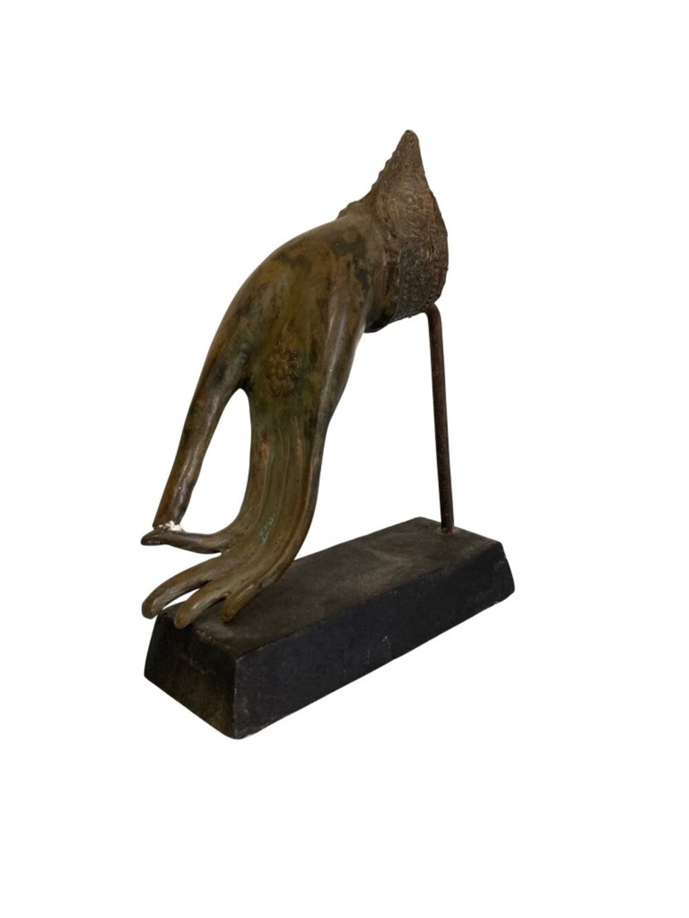 Antique Or Vintage Patinaed Metal Buddha Hand Sculpture
